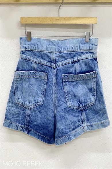 Marions Kız Çocuk Yüksel Bel Pileli Kot Şort 156 Kot Mavi