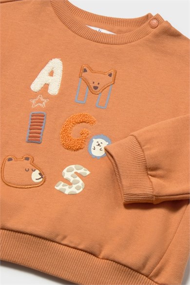 Mayoral Erkek Bebek 1-4 Yaş Desenli Nakışlı Sweatshirt Turuncu