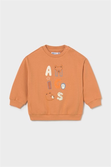 Mayoral Erkek Bebek 1-4 Yaş Desenli Nakışlı Sweatshirt Turuncu
