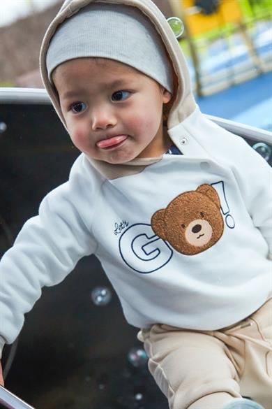 Mayoral Erkek Çocuk 1-4 Yaş Ayıcıklı Sweatshirt Krem