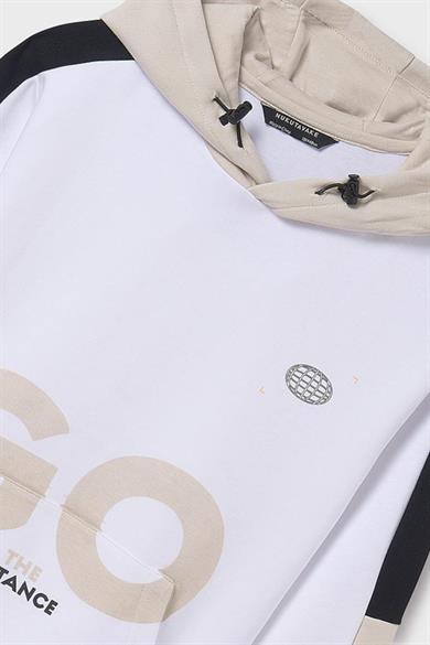 Mayoral Erkek Çocuk 10-14 Yaş Kapüşonlu Sweatshirt 6482 Beyaz