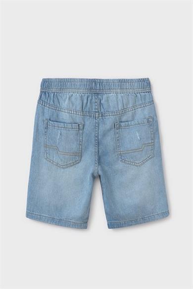 Mayoral Erkek Çocuk 10-14 Yaş Lastikli Bel Denim Şort 6210 Kot Mavi