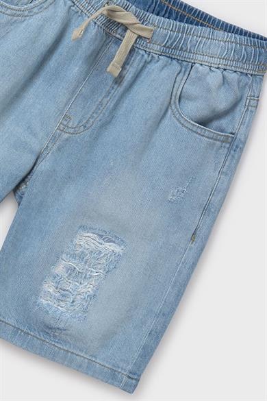 Mayoral Erkek Çocuk 10-14 Yaş Lastikli Bel Denim Şort 6210 Kot Mavi