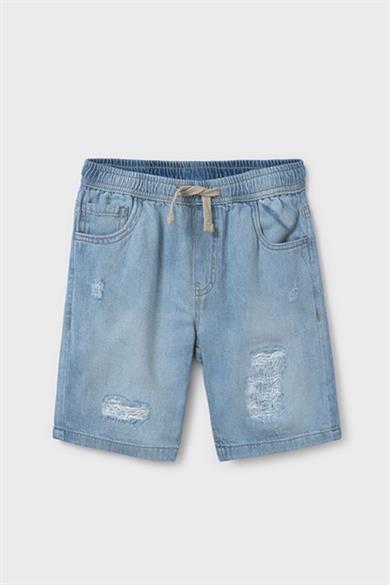Mayoral Erkek Çocuk 10-14 Yaş Lastikli Bel Denim Şort 6210 Kot Mavi