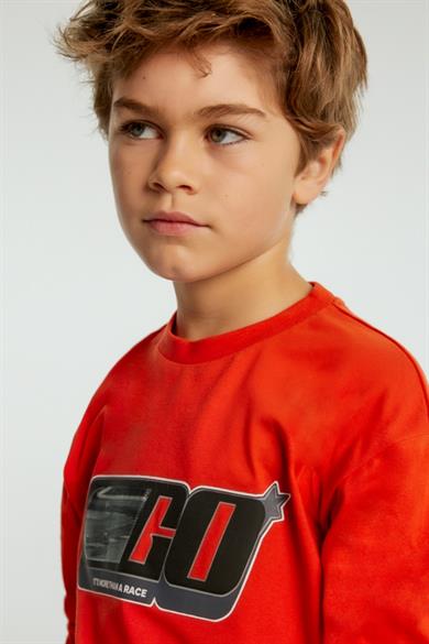 Mayoral Erkek Çocuk 10-16 Yaş 3D Baskılı Uzunkol T-shirt 7088 Kırmızı