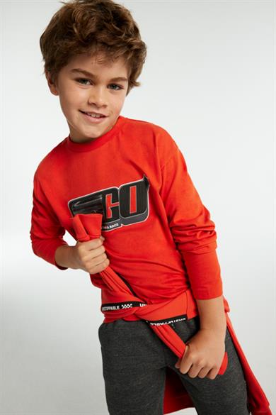 Mayoral Erkek Çocuk 10-16 Yaş 3D Baskılı Uzunkol T-shirt 7088 Kırmızı