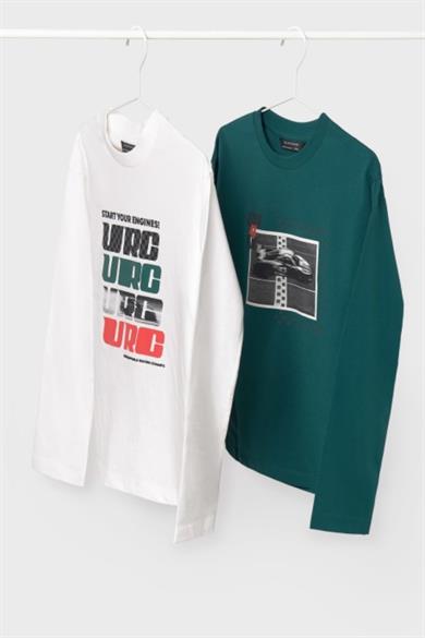 Mayoral Erkek Çocuk 10-16 Yaş Baskılı İkili Uzunkol Body 7090 Krem-Haki