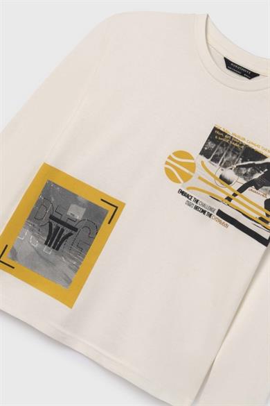 Mayoral Erkek Çocuk 10-16 Yaş Baskılı Uzunkol Body 7091 Krem