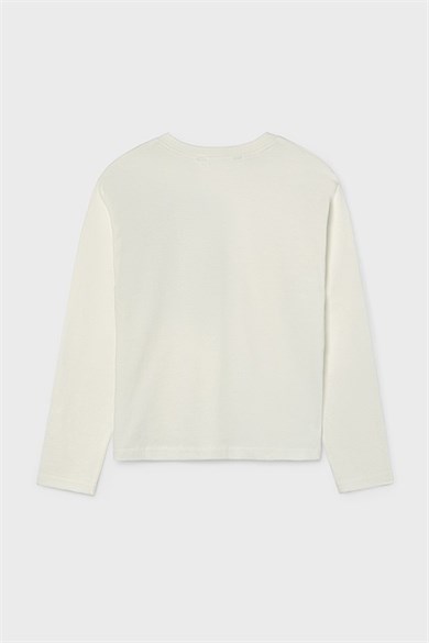 Mayoral Erkek Çocuk 10-16 Yaş Desenli Uzunkol T-Shirt Ekru