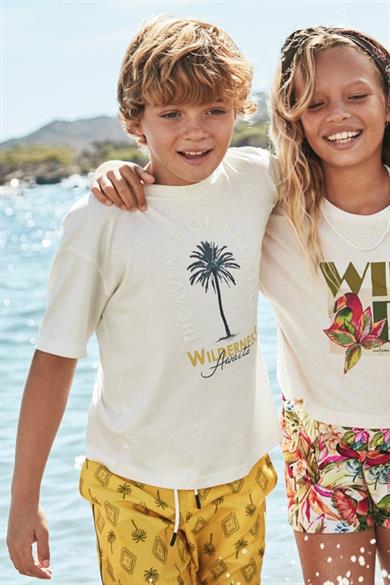 Mayoral Erkek Çocuk 10-16 Yaş Kabartma Desenli T-shirt 6009 Krem