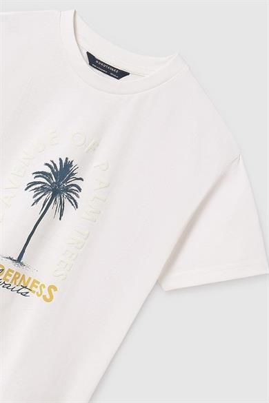 Mayoral Erkek Çocuk 10-16 Yaş Kabartma Desenli T-shirt 6009 Krem