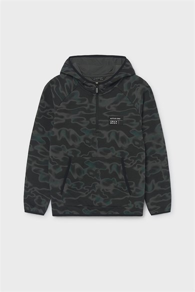Mayoral Erkek Çocuk 10-16 Yaş Kamuflaj Desenli Sweatshirt Siyah