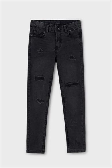 Mayoral Erkek Çocuk 10-16 Yaş Yırtık Detaylı Denim Pantolon 7538 Füme