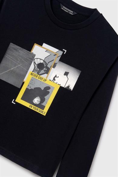 Mayoral Erkek Çocuk 10-18 Yaş Baskılı Uzunkol Body 7092 Siyah