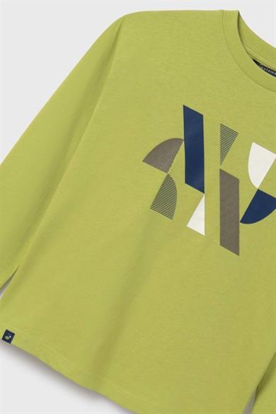 Mayoral Erkek Çocuk 10-18 Yaş Desenli Uzunkol T-shirt 7080 Yeşil