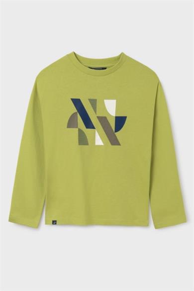 Mayoral Erkek Çocuk 10-18 Yaş Desenli Uzunkol T-shirt 7080 Yeşil