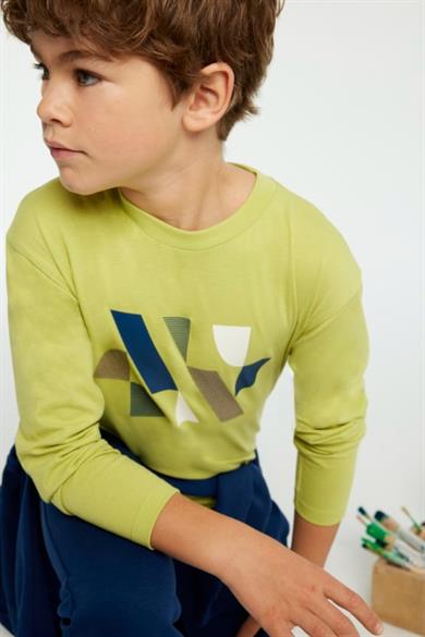Mayoral Erkek Çocuk 10-18 Yaş Desenli Uzunkol T-shirt 7080 Yeşil