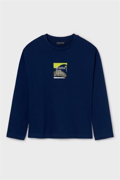 Mayoral Erkek Çocuk 10-18 Yaş Sırt Baskılı Uzunkol T-shirt 7082 Lacivert