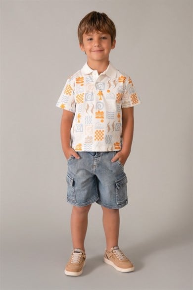 Mayoral Erkek Çocuk 2-9 Yaş Kargo Cep Bermuda Denim Şort Kot Mavi