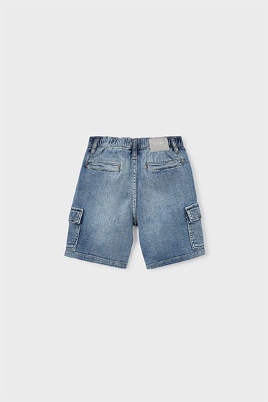 Mayoral Erkek Çocuk 2-9 Yaş Kargo Cep Bermuda Denim Şort Kot Mavi