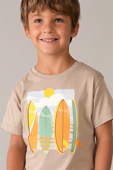 Mayoral Erkek Çocuk 2-9 Yaş Summer Desenli Üçlü Şortlu Takım Taş Rengi