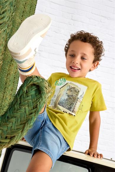 Mayoral Erkek Çocuk 3-9 Yaş 3D Baskılı Kısakol T-shirt 3043 Hardal