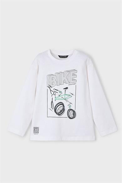 Mayoral Erkek Çocuk 3-9 Yaş Baskılı Uzun Kol T-shirt 3051 Ekru