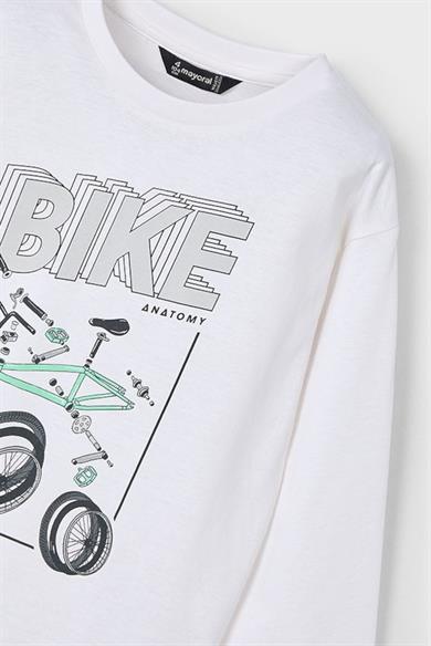 Mayoral Erkek Çocuk 3-9 Yaş Baskılı Uzun Kol T-shirt 3051 Ekru