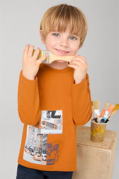 Mayoral Erkek Çocuk 3-9 Yaş City Baskılı Uzunkol Body 4048 Turuncu