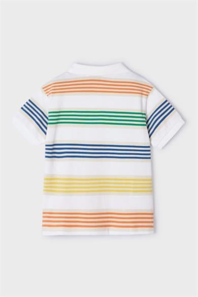 Mayoral Erkek Çocuk 3-9 Yaş Çizgili Kısa Kol Lakos T-shirt 3108 Beyaz