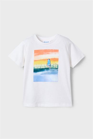 Mayoral Erkek Çocuk 3-9 Yaş Desenli İkili Kısakol T-shirt 3049 Beyaz-Mavi
