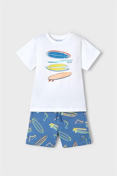 Mayoral Erkek Çocuk 3-9 Yaş  Desenli İkili Şortlu Takım 3604 Beyaz-Mavi