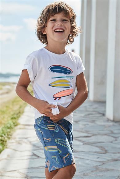 Mayoral Erkek Çocuk 3-9 Yaş  Desenli İkili Şortlu Takım 3604 Beyaz-Mavi