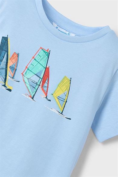 Mayoral Erkek Çocuk 3-9 Yaş Desenli İkili Kısakol T-shirt 3049 Beyaz-Mavi