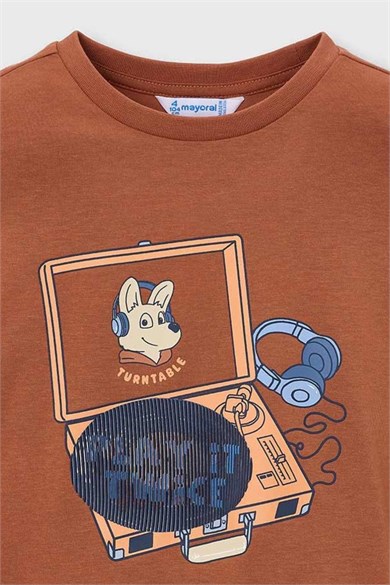 Mayoral Erkek Çocuk 3-9 Yaş Desenli Uzunkol T-Shirt Kiremit