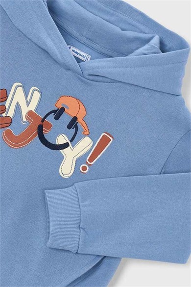 Mayoral Erkek Çocuk 3-9 Yaş Enjoy Nakışlı Sweatshirt Mavi