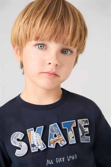 Mayoral Erkek Çocuk 3-9 Yaş Kabartma Desenli Uzunkol Body 4050 Lacivert