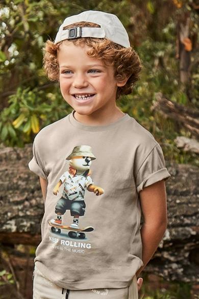 Mayoral Erkek Çocuk 3-9 Yaş Karakter Baskılı Kısakol T-shirt 3041 Taş Rengi