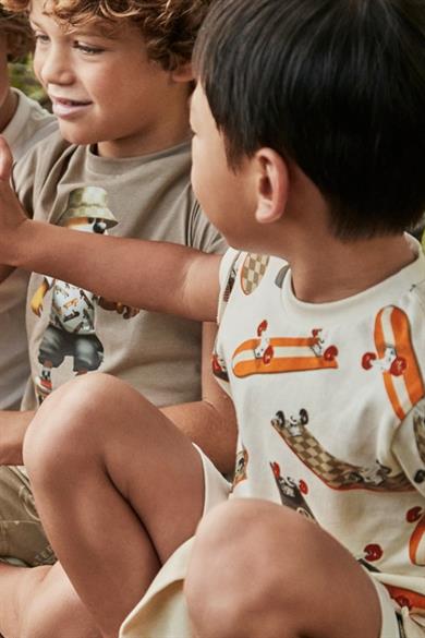 Mayoral Erkek Çocuk 3-9 Yaş Kaykay Desenli T-shirt 3038 Ekru