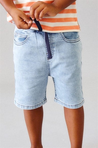 Mayoral Erkek Çocuk 2-9 Yaş Lastikli Bel Denim Şort Kot Mavi