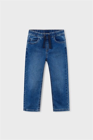 Mayoral Erkek Çocuk 3-9 Yaş Lastikli Bel Jogger Denim Pantolon Lacivert