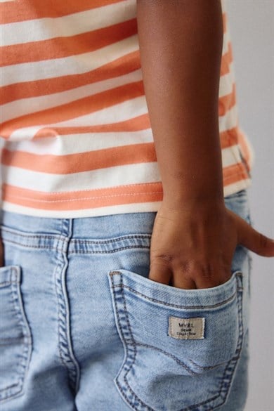 Mayoral Erkek Çocuk 2-9 Yaş Lastikli Bel Denim Şort Kot Mavi