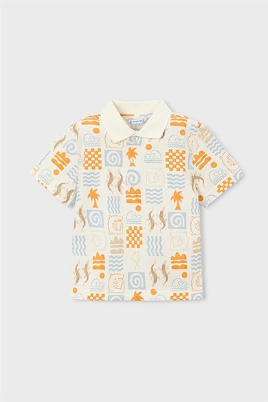 Mayoral Erkek Çocuk 3-9 Yaş Polo Yaka Kısa Kol T-Shirt Ekru