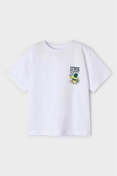 Mayoral Erkek Çocuk 3-9 Yaş Sırt Baskılı T-shirt 3023 Beyaz