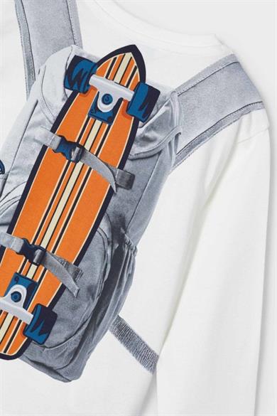 Mayoral Erkek Çocuk 3-9 Yaş Sırt Çantası Baskılı Uzunkol Body 4049 Krem