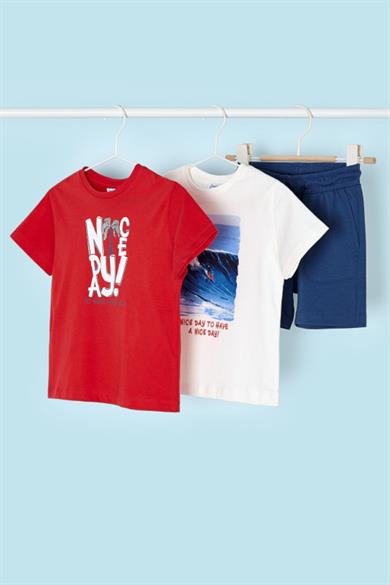 Mayoral Erkek Çocuk 3-9 Yaş Şortlu Üçlü Takım 3608 Kırmızı