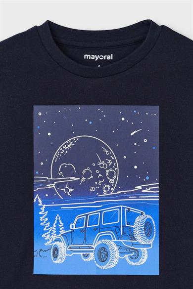 Mayoral Erkek Çocuk 3-9 Yaş World Desenli Uzunkol Body 4057 Lacivert