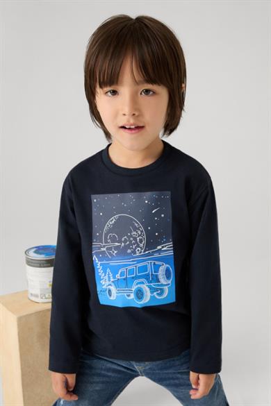 Mayoral Erkek Çocuk 3-9 Yaş World Desenli Uzunkol Body 4057 Lacivert