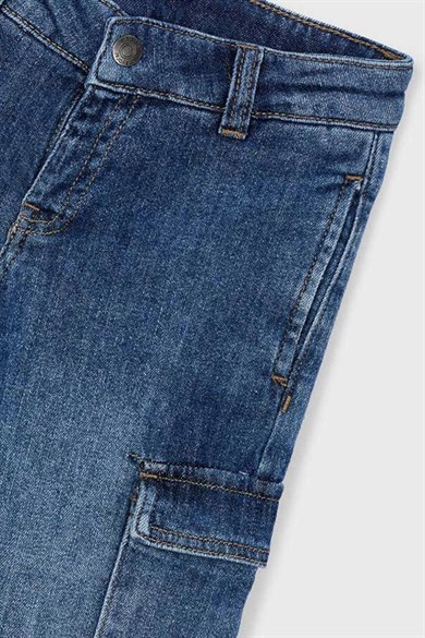 Mayoral Erkek Çocuk 3-9 Yaş Yumuşak Kargo Cep Denim Pantolon Lacivert