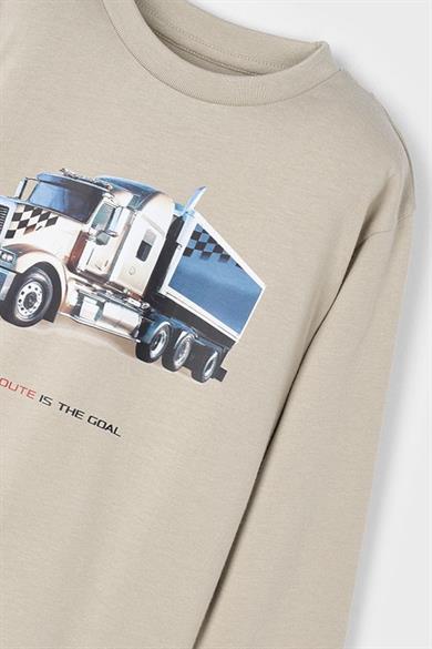 Mayoral Erkek Çocuk 4-8 Yaş Baskılı Uzun Kol T-shirt Vizon
